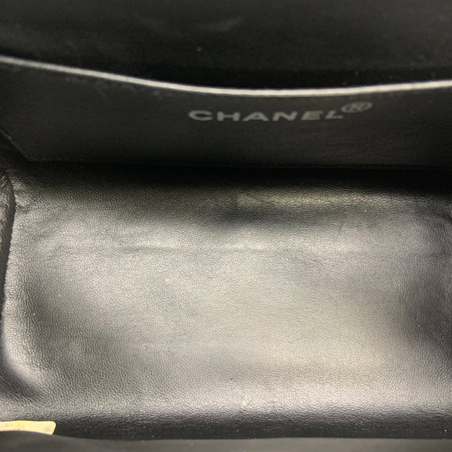 Chanel Vanity Case Vintage Black Patent Leather Silver Clasp Hardware