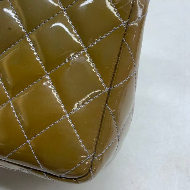 Chanel Classic Flap Mini 2012 Brown Patent Leather Silver Hardware