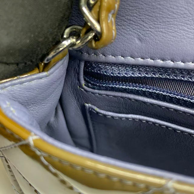 Chanel Classic Flap Mini 2012 Brown Patent Leather Silver Hardware