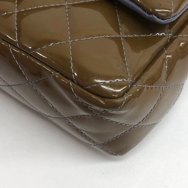 Chanel Classic Flap Mini 2012 Brown Patent Leather Silver Hardware