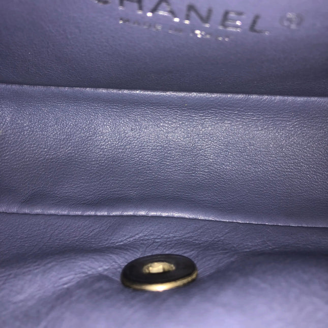 Chanel Classic Flap Mini 2012 Brown Patent Leather Silver Hardware