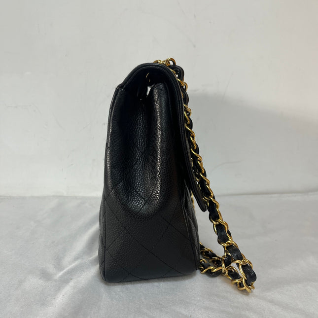 Chanel Classic Flap Jumbo 2008 Black Caviar Leather Single Flap 24k Gold Hardware