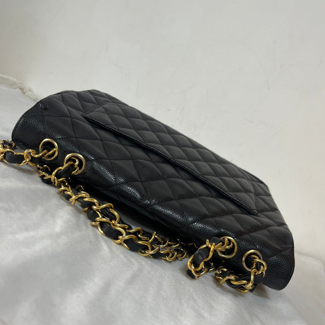 Chanel Classic Flap Jumbo 2008 Black Caviar Leather Single Flap 24k Gold Hardware