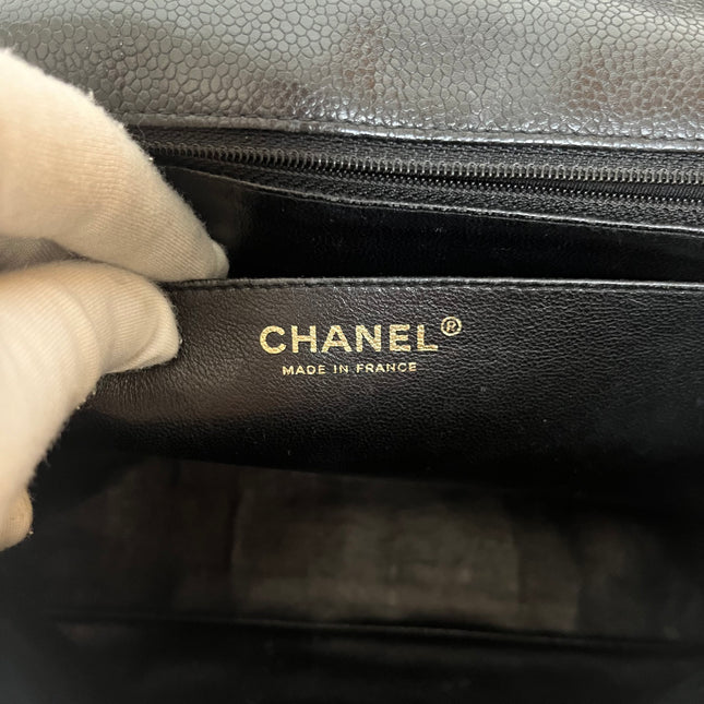 Chanel Classic Flap Jumbo 2008 Black Caviar Leather Single Flap 24k Gold Hardware