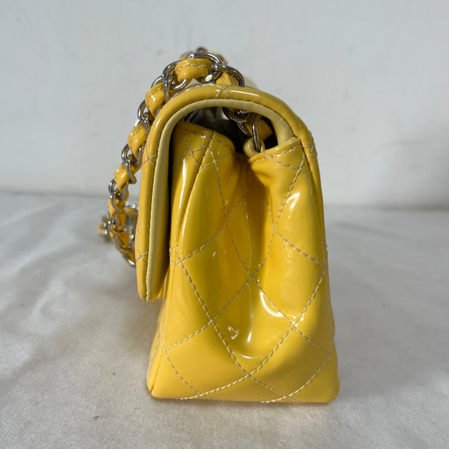 Chanel Classic Flap Mini Square Yellow Patent Lambskin Crossbody Bag 2014