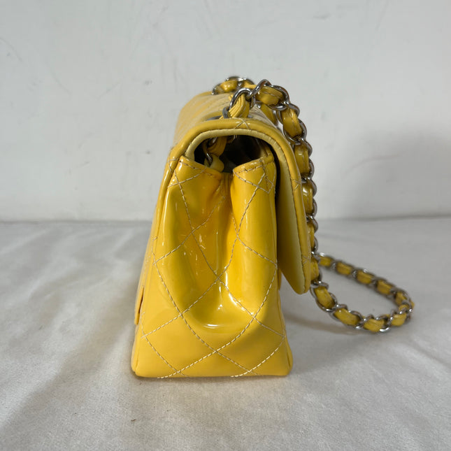 Chanel Classic Flap Mini Square Yellow Patent Lambskin Crossbody Bag 2014