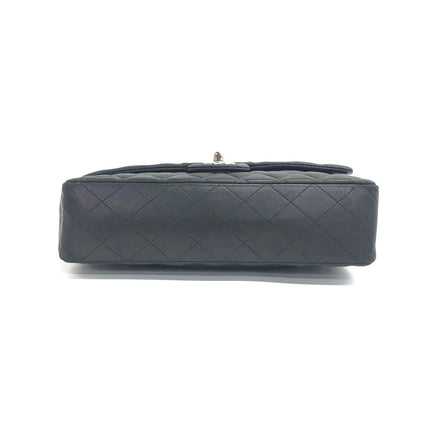 Chanel Timeless Classic Flap Medium 2009 Black Lambskin Leather Silver Hardware