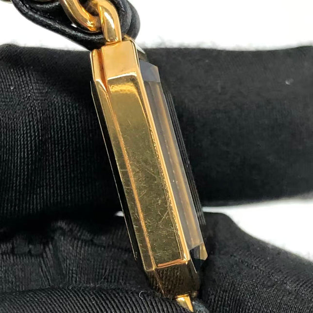 CHANEL Vintage PREMIERE Watch L Black Leather and 24KT Yellow Gold Plated