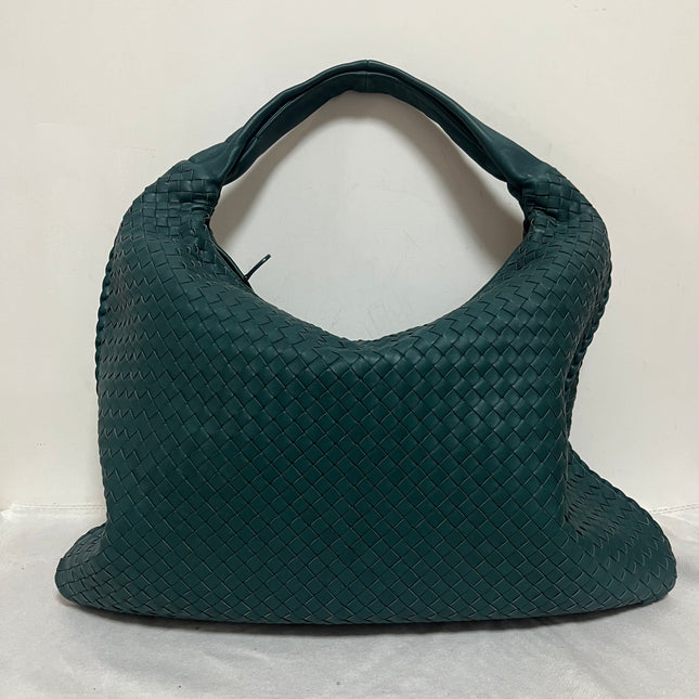Bottega Veneta Veneta Hobo Maxi Teal Green Intrecciato Leather Bag 54cm-Luxbags
