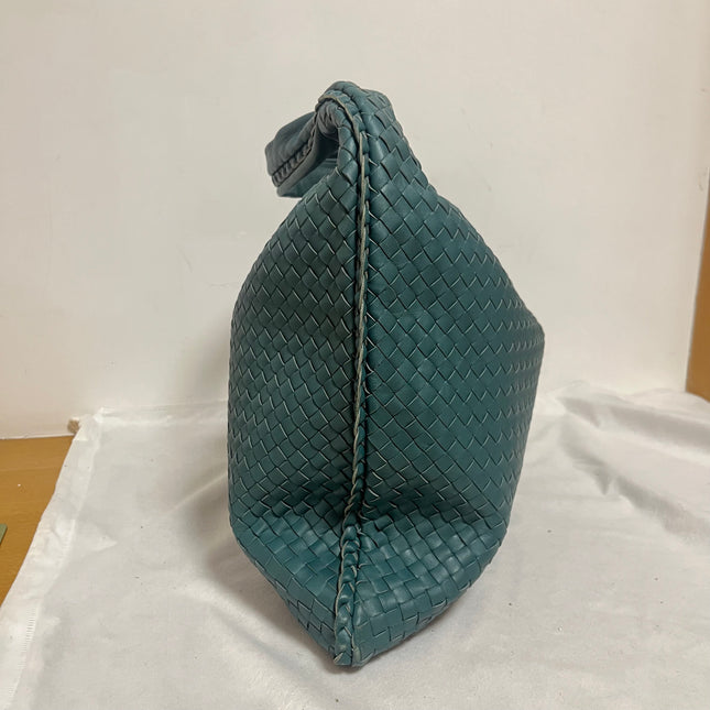 Bottega Veneta Veneta Hobo Maxi Teal Green Intrecciato Leather Bag 54cm