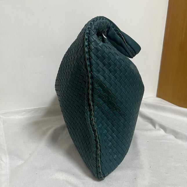Bottega Veneta Veneta Hobo Maxi Teal Green Intrecciato Leather Bag 54cm