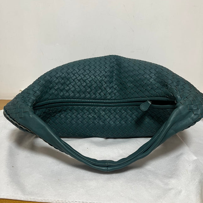 Bottega Veneta Veneta Hobo Maxi Teal Green Intrecciato Leather Bag 54cm