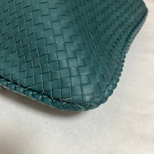 Bottega Veneta Veneta Hobo Maxi Teal Green Intrecciato Leather Bag 54cm