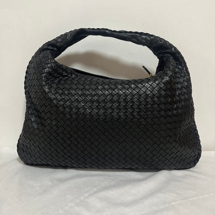 Bottega Veneta Veneta Intrecciato Hobo Bag Large Black Leather 47cm-Luxbags