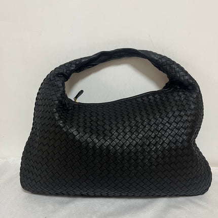 Bottega Veneta Veneta Intrecciato Hobo Bag Large Black Leather 47cm