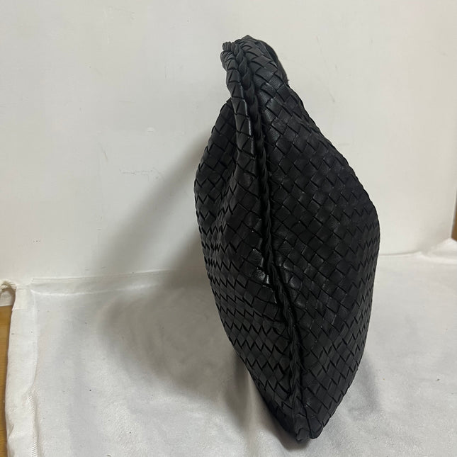 Bottega Veneta Veneta Intrecciato Hobo Bag Large Black Leather 47cm