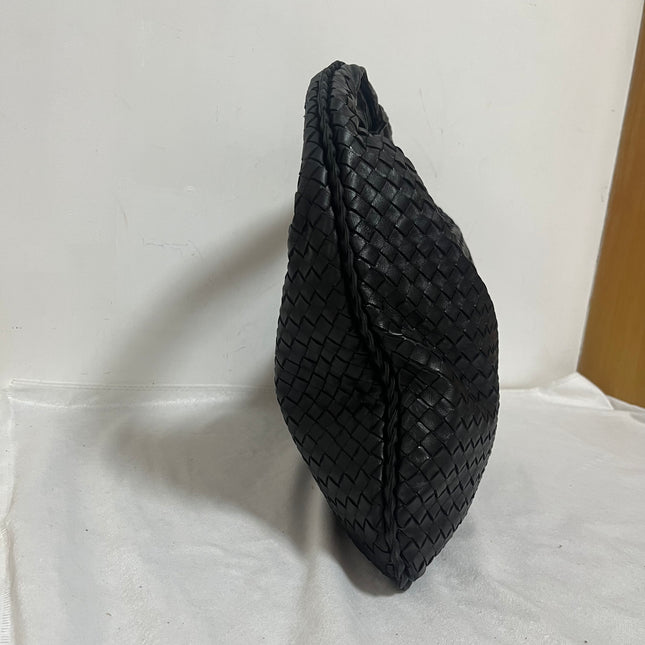 Bottega Veneta Veneta Intrecciato Hobo Bag Large Black Leather 47cm