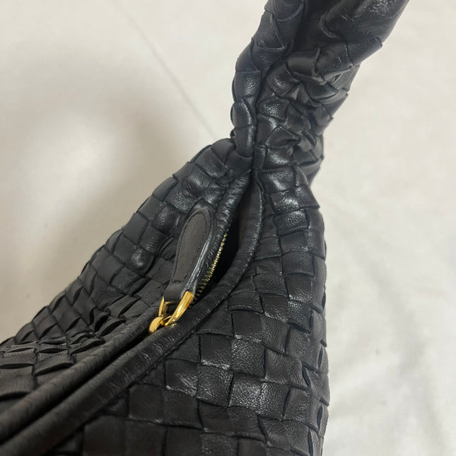Bottega Veneta Veneta Intrecciato Hobo Bag Large Black Leather 47cm