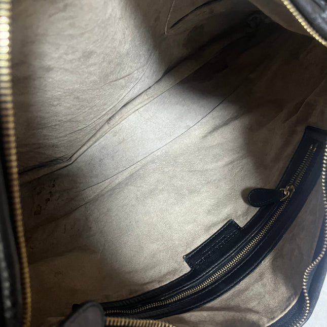 Bottega Veneta Veneta Intrecciato Hobo Bag Large Black Leather 47cm
