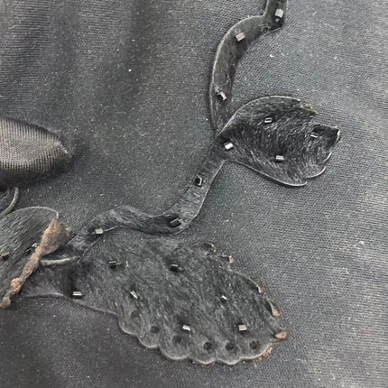 FENDI Baguette Vintage Black Cloth With Flower Embroidery Silver Hardware