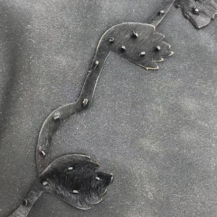 FENDI Baguette Vintage Black Cloth With Flower Embroidery Silver Hardware