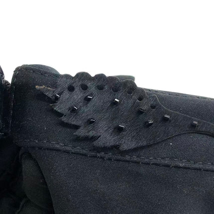 FENDI Baguette Vintage Black Cloth With Flower Embroidery Silver Hardware