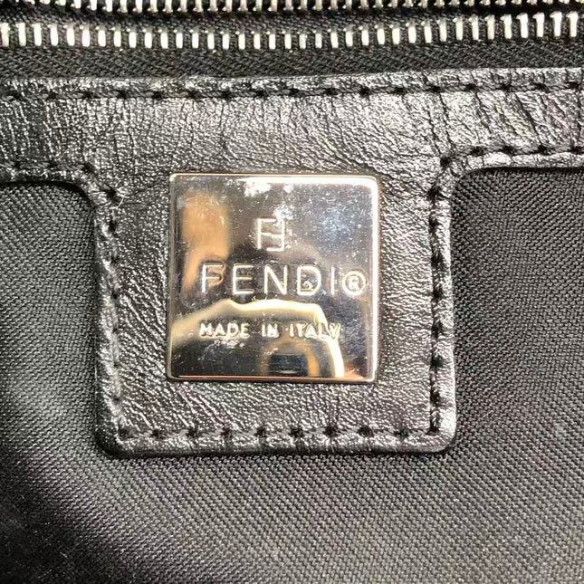 FENDI Baguette Vintage Black Cloth With Flower Embroidery Silver Hardware