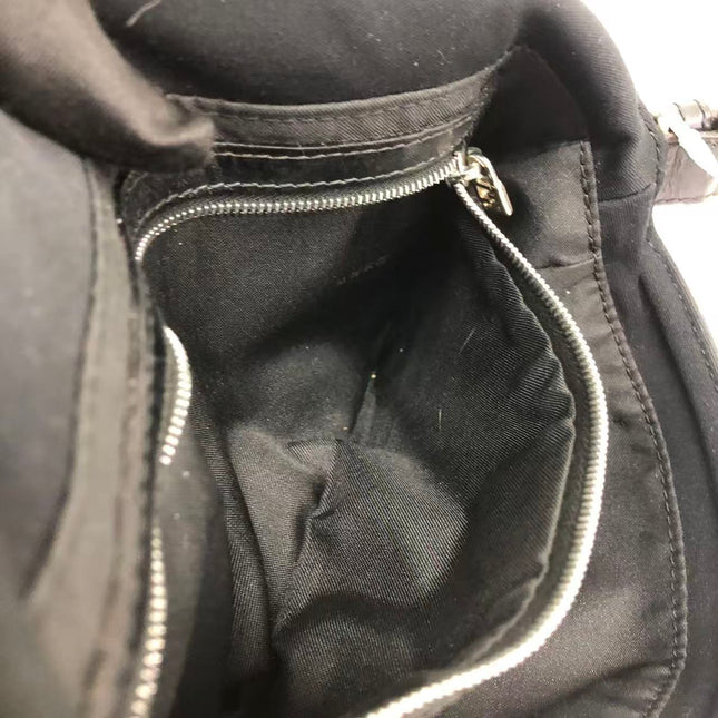 FENDI Baguette Vintage Black Cloth With Flower Embroidery Silver Hardware