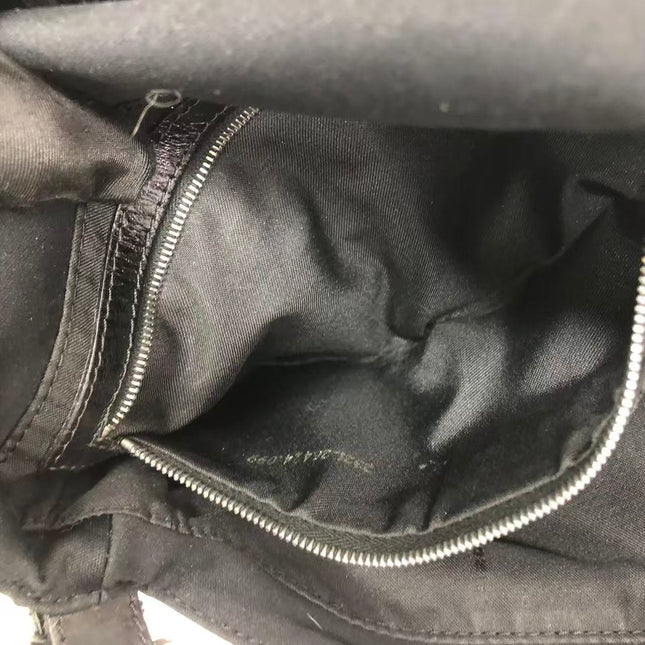 FENDI Baguette Vintage Black Cloth With Flower Embroidery Silver Hardware