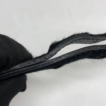 FENDI Baguette Vintage Black Cloth With Flower Embroidery Silver Hardware