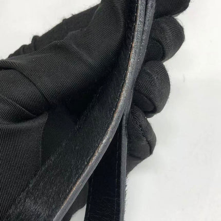 FENDI Baguette Vintage Black Cloth With Flower Embroidery Silver Hardware