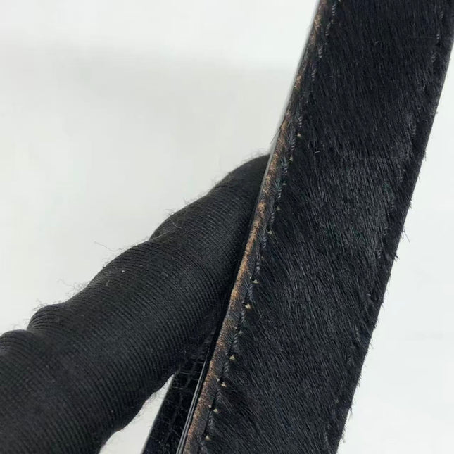 FENDI Baguette Vintage Black Cloth With Flower Embroidery Silver Hardware