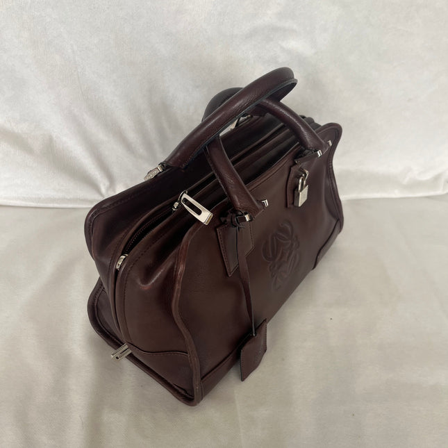 Loewe Amazona 28 in Brown Calfskin Leather and Silver-tone Hardware