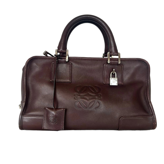 Loewe Amazona 28 in Brown Calfskin Leather and Silver-tone Hardware