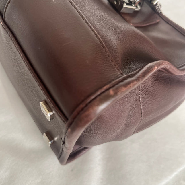 Loewe Amazona 28 in Brown Calfskin Leather and Silver-tone Hardware