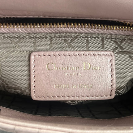Lady Dior Mini 2019 Pearlescent Pink Lambskin Leather Gold Chain Strap
