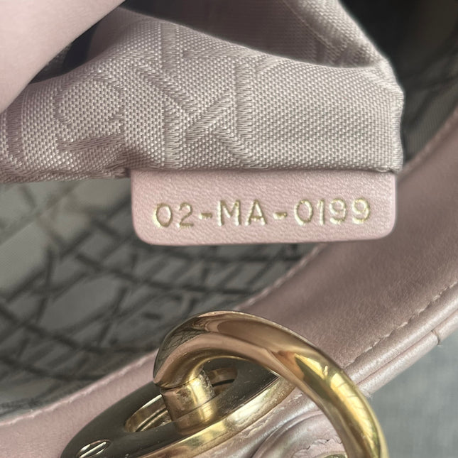 Lady Dior Mini 2019 Pearlescent Pink Lambskin Leather Gold Chain Strap