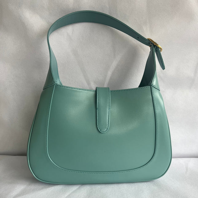 Gucci Jackie 1961 Small Blue Leather Bag with Adjustable Strap