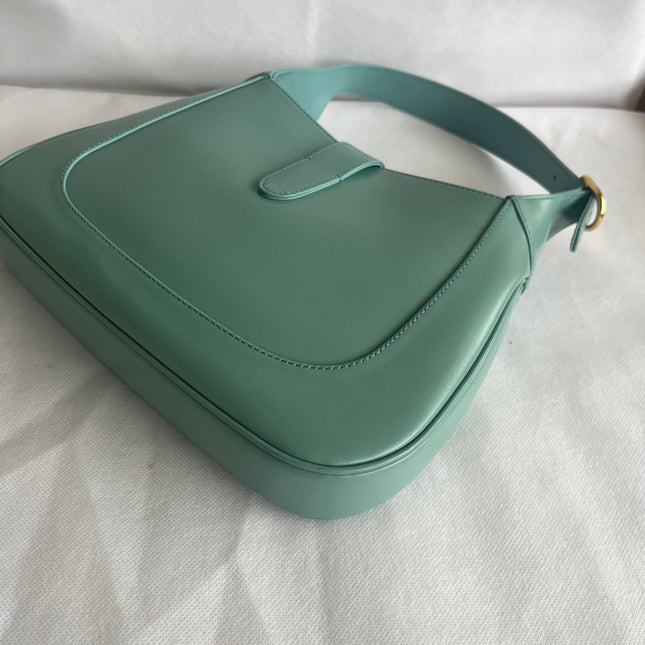 Gucci Jackie 1961 Small Blue Leather Bag with Adjustable Strap