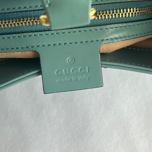 Gucci Jackie 1961 Small Blue Leather Bag with Adjustable Strap