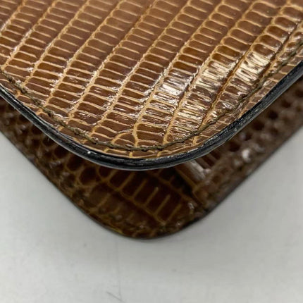 Chanel Single Flap Bag Vintage Small Brown Lizard Leather Gold Hardware