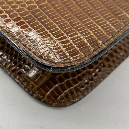 Chanel Single Flap Bag Vintage Small Brown Lizard Leather Gold Hardware