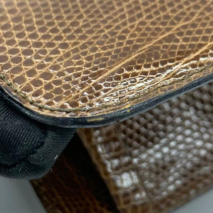 Chanel Single Flap Bag Vintage Small Brown Lizard Leather Gold Hardware