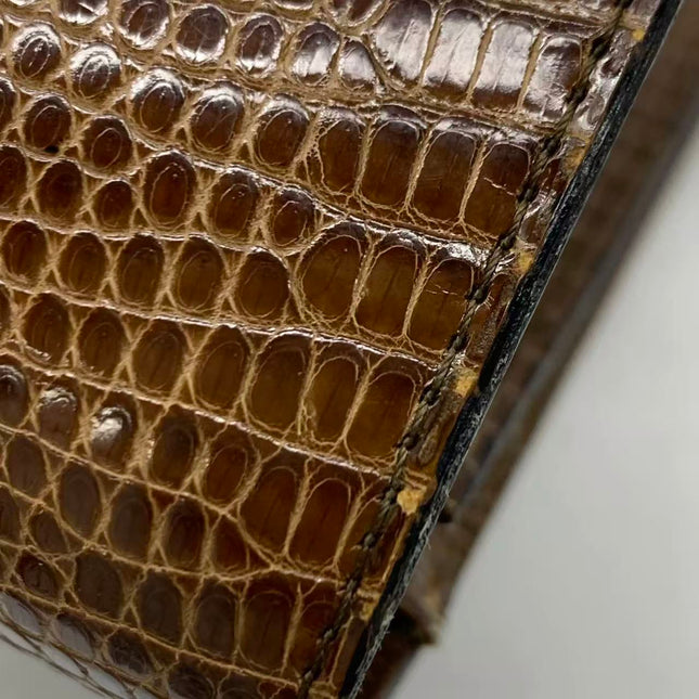 Chanel Single Flap Bag Vintage Small Brown Lizard Leather Gold Hardware