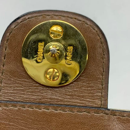 Chanel Single Flap Bag Vintage Small Brown Lizard Leather Gold Hardware