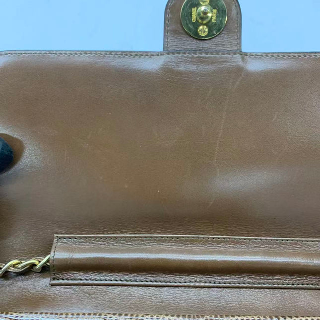 Chanel Single Flap Bag Vintage Small Brown Lizard Leather Gold Hardware