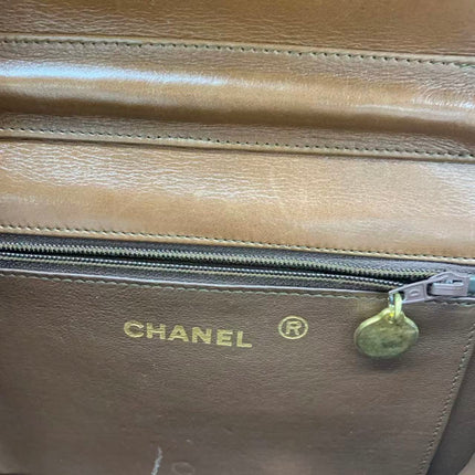 Chanel Single Flap Bag Vintage Small Brown Lizard Leather Gold Hardware