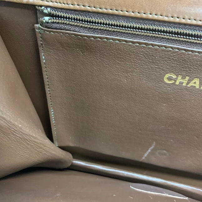 Chanel Single Flap Bag Vintage Small Brown Lizard Leather Gold Hardware
