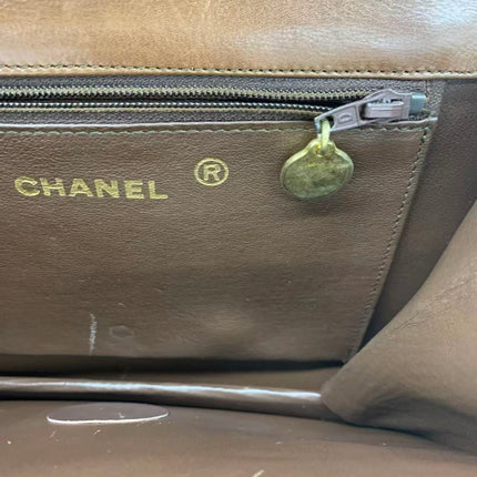 Chanel Single Flap Bag Vintage Small Brown Lizard Leather Gold Hardware