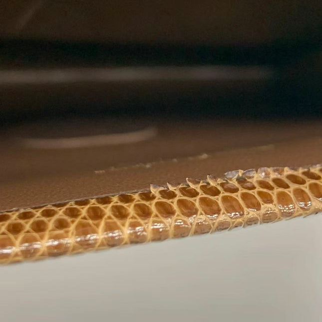 Chanel Single Flap Bag Vintage Small Brown Lizard Leather Gold Hardware